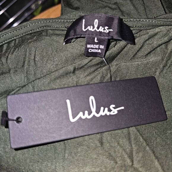 NWT Lulu's Womens Olive‎ Green Wrap Maxi Dress Large - Picture 4 of 5
